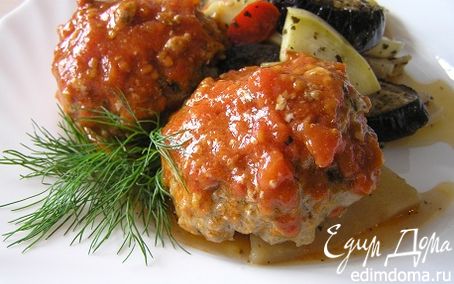 Рецепт Тефтели по-гречески с запеченными овощами