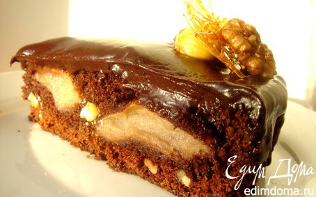 Рецепт Шоколадный пирог с айвой,каштанами и грецкими орехами