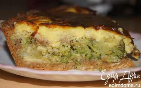 Рецепт Открытый пирог с брокколи и сырной заливкой