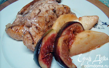 Рецепт Курица с гарниром из инжира и яблок
