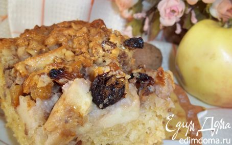 Рецепт Овсянный пирог с яблоками, орехами и изюмом