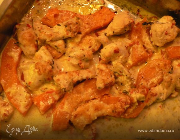 Рецепт курицы 🍗 в апельсиновом маринаде, запеченной в духовке с тыквой