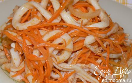 Рецепт салат с кальмарами и корейской морковью