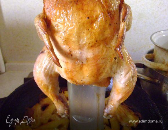 Курица, целиком запеченная в духовке на бутылке – пошаговый рецепт приготовления с фото