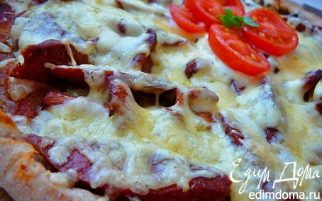 Рецепт Пицца из ржаного теста"Охотничья"с лисичками и колбасками в хлебопечке