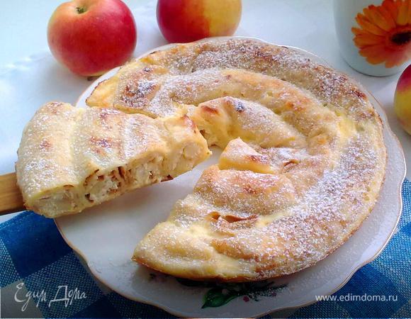 Рецепт Яблочный пирог с творожной заливкой (версия для печати)