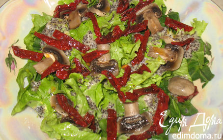 Рецепт Зеленый салат с маковой заправкой