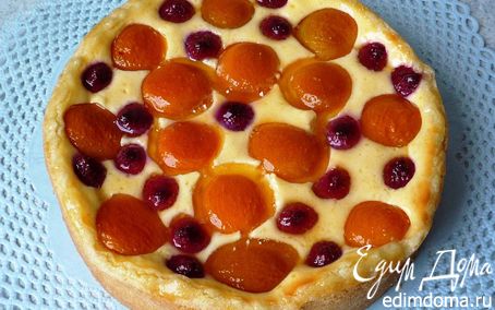 Рецепт Малиново-абрикосовый пирог с творогом