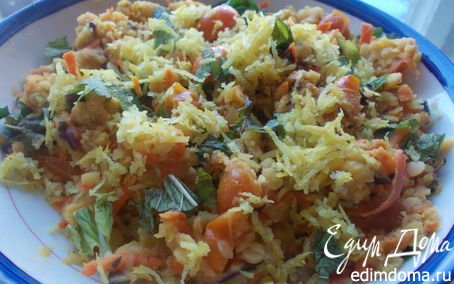 Рецепт Салат из красной чечевицы с овощами и зеленью