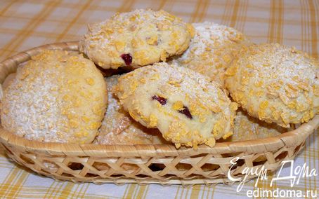 Рецепт Печенье с кедровыми орешками и клюквой в кукурузных хлопьях