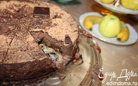 Рецепт Шоколадный чизкейк с кокосовыми вафлями и черносливом
