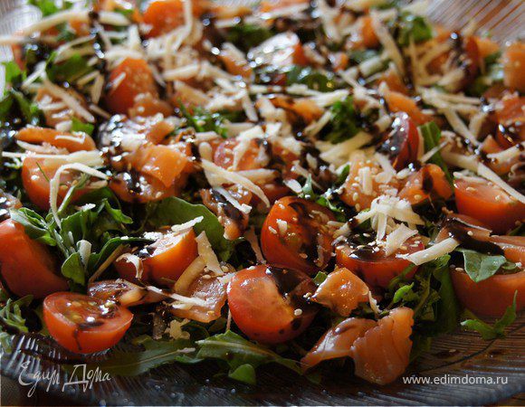Как приготовить рецепт Салат с сёмгой и помидорами