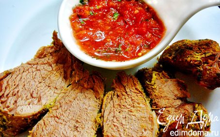 Рецепт Свиная вырезка маринованная в кинзе и томатная сальса