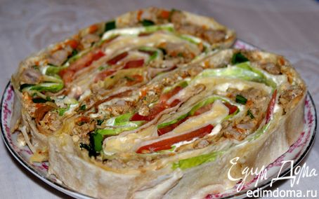 Рецепт Рулет из лаваша с мясным фаршем