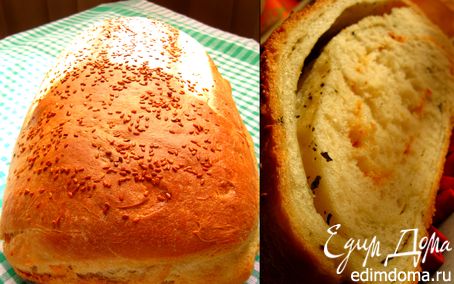 Рецепт Хлеб-рулет с сыром и сухим базиликом (моя фантазия)