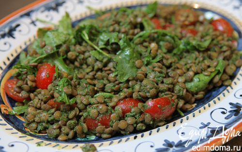 Рецепт Салат из чечевицы с помидорами черри и сальса верде
