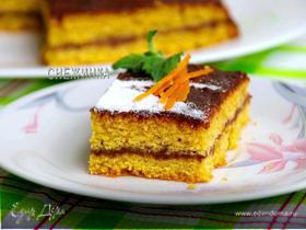 Тыквенно-апельсиновый пирог с шоколадной помадкой