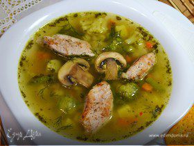 Весенний суп с замороженными овощами и рисом