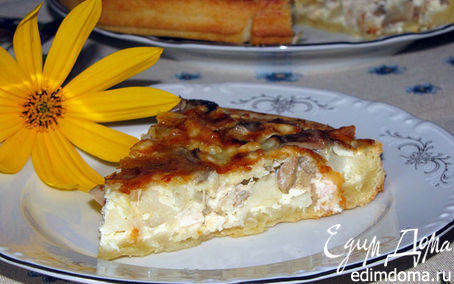 Рецепт Лоранский пирог с курицей, грибами и цветной капустой