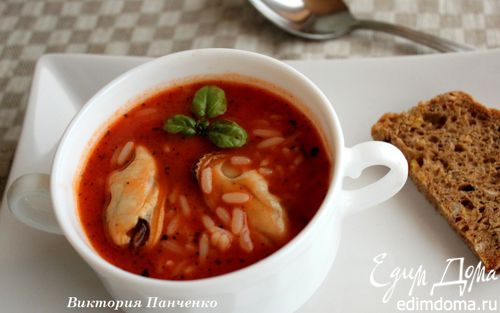 Рецепт Томатный суп с мидиями и рисом