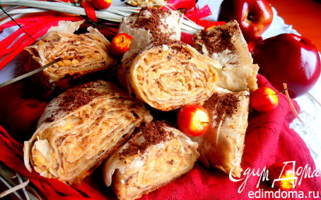 Рецепт Быстрый яблочный штрудель с домашней арахисовой пастой для tatyana