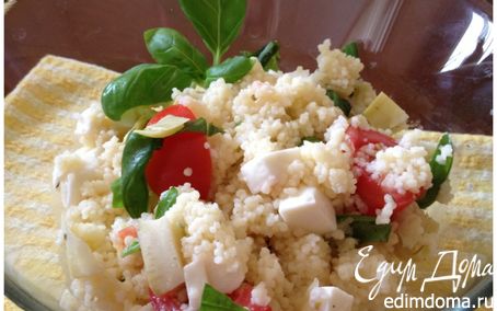 Рецепт Салат из кус-куса с помидорами и моцареллой