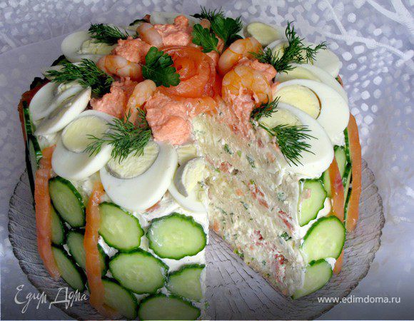 Бутербродный торт с копченым лососем — пошаговый рецепт | internat-mednogorsk.ru