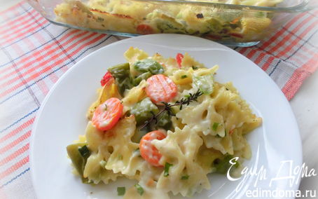 Рецепт Запеканка из макарон с овощами и белым соусом