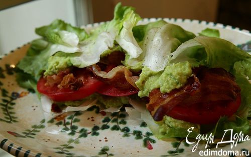 Рецепт Сэндвич из листьев салата, помидоров и грудинки