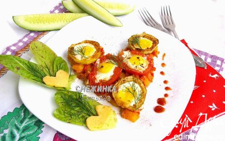 Рецепт «Сердечная» яичница из перепелиных яиц с овощами