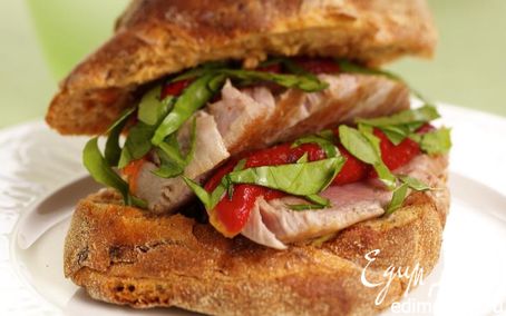 Рецепт Чиабатта с тунцом, овощами и зеленью "Элита"