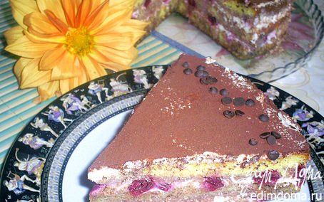 Рецепт Творожный торт-десерт с пьяными вишнями в стиле Тирамису