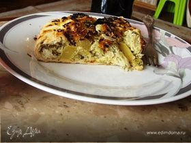 Тосканский пирог с картофелем, грибами и пореем