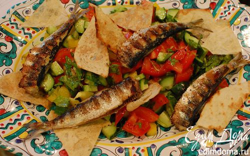 Рецепт Сардинки с легким салатом и чипсами из лаваша