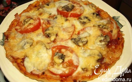 Рецепт Пицца "Три сыра" с помидорами