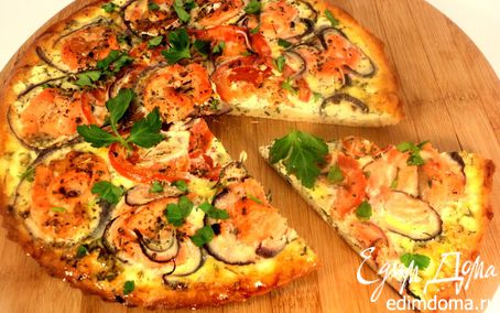 Рецепт Пицца с семгой и сливочным сыром