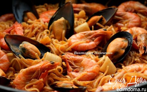 Рецепт Паэлья с пастой и морепродуктами Фидеуа (Fideua)