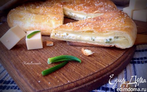 Рецепт Лепешка из творожного теста с сыром и зеленью