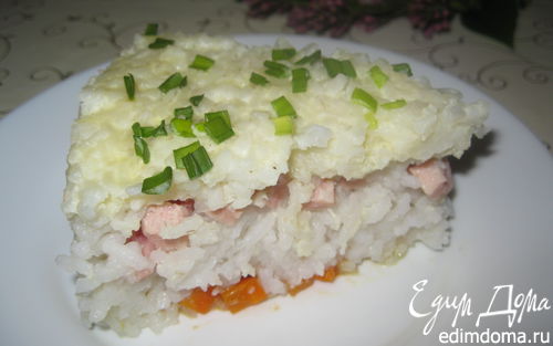Рецепт Рисовая запеканка с ветчиной и морковью