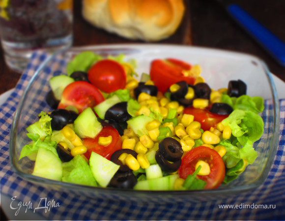 Салат с брынзой и кукурузой - рецепт салата с фото