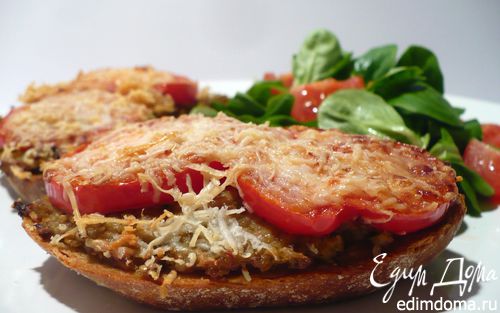 Рецепт Горячие бутерброды с баклажаново-кунжутной икрой и томатами