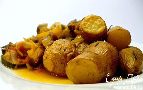 Рецепт Запеченный картофель с розмарином и рататуем