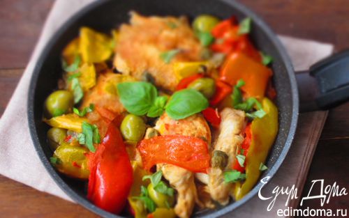 Рецепт Курица с оливками и сладким перцем