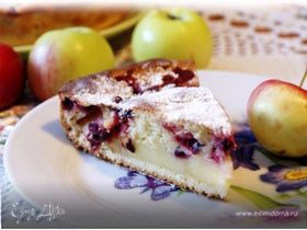 Яблочно-клюквенный пирог со сметанной заливкой