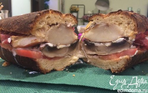 Рецепт Хрустящий сэндвич с грушами-гриль и запеченными грибами