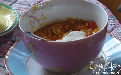 Рецепт Супчик из чечевицы с пореем и помидорами