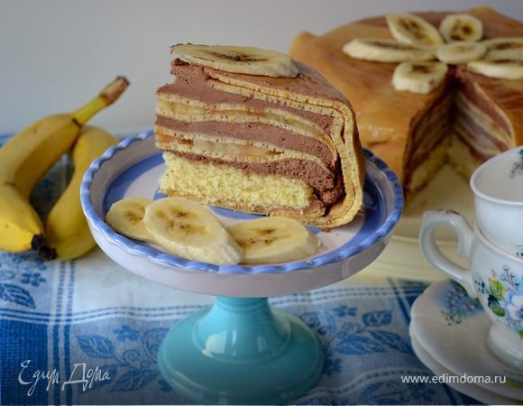 Готовим блинный торт с бананом
