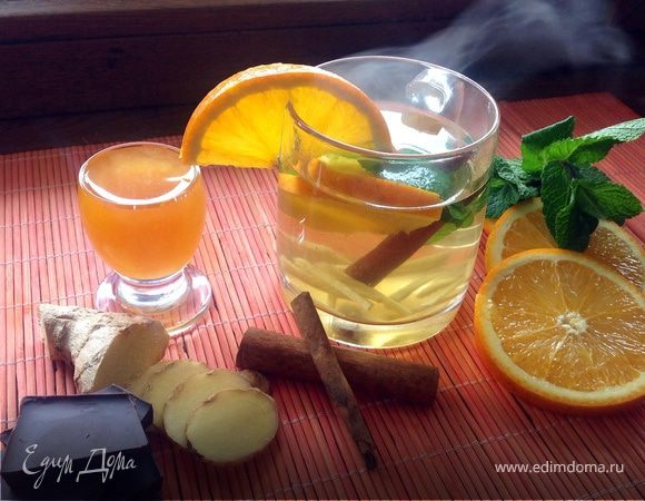Чай с имбирем, апельсином, мятой, медом и корицей