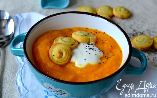 Рецепт Морковный крем-суп с песочными маковыми "сухариками"