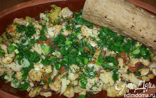 Рецепт Цветная капуста и брокколи, запеченные с белой фасолью